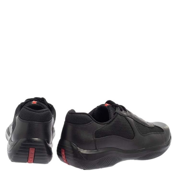 Prada Black Mesh and Leather Low Top Sneakers - Picture 4 of 9